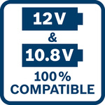 10,8 és 12 V 100%-ban kompatibilis